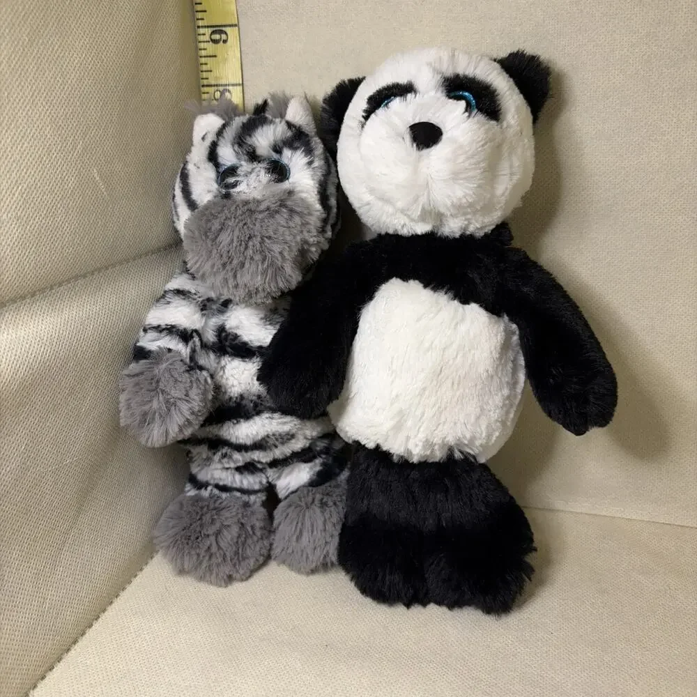 Ty Cuddlys (Attic Treasures) FLUFF Panda Bear & ZAHARI zebra 8